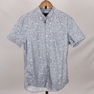 J Crew Men's Mercantile Flex Lime and Salt Print Button Up Shirt